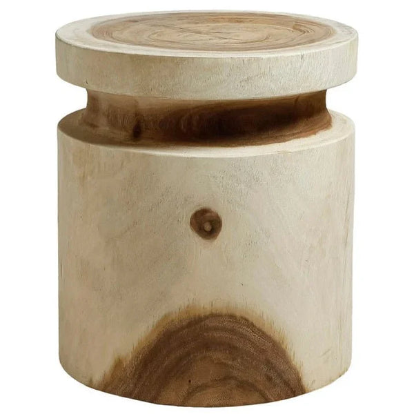 Kofi Natural Suar Wooden Outdoor Stool-Garden Stools-Artesia-LOOMLAN