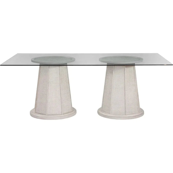 Korey Glass Topped Wooden Dining Table-Dining Tables-Bassett Mirror-Rectangle-78" W-LOOMLAN