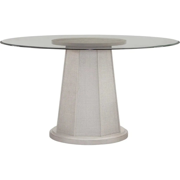 Korey Glass Topped Wooden Dining Table-Dining Tables-Bassett Mirror-Round-48" W-LOOMLAN