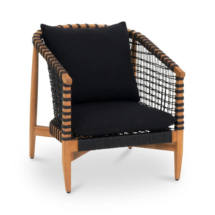 Kuna Black Teak Frame Outdoor Lounge Chair-Outdoor Lounge Chairs-Moe's Home-LOOMLAN