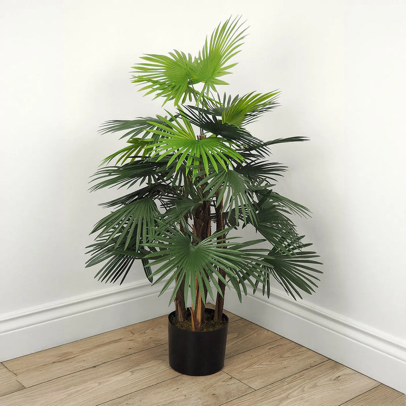 Faux Botanical Outdoor Green Fortune Palm Tree