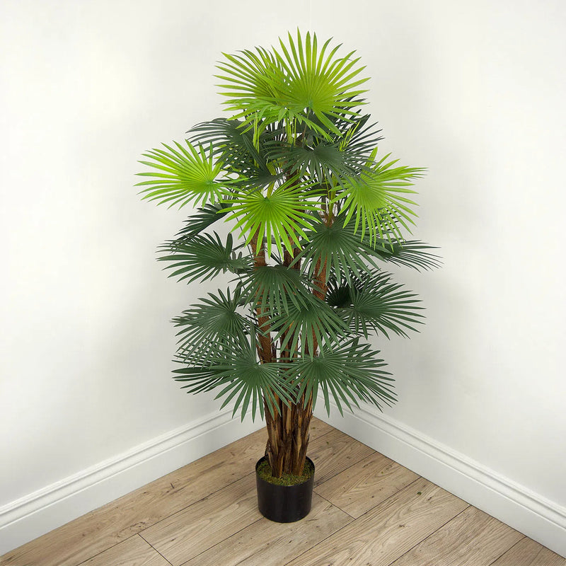 Faux Botanical Outdoor Green Fortune Palm Tree