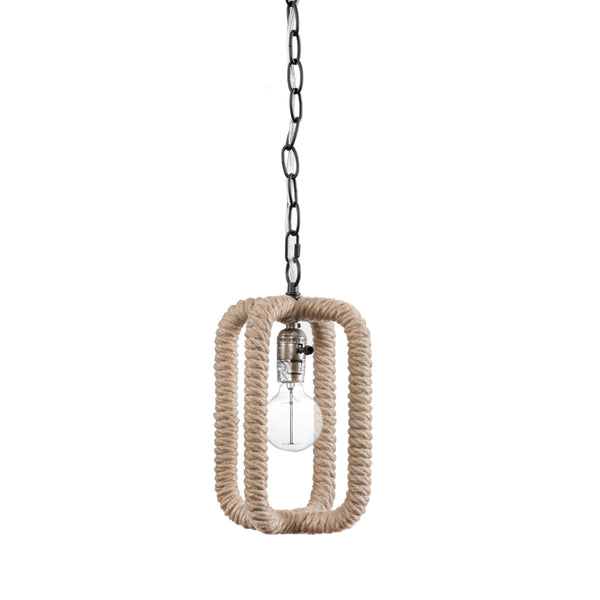 Nelson Metal and Rope Brown Pendant