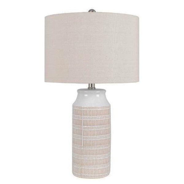 Mariposa Textured Brown and White Table Lamp