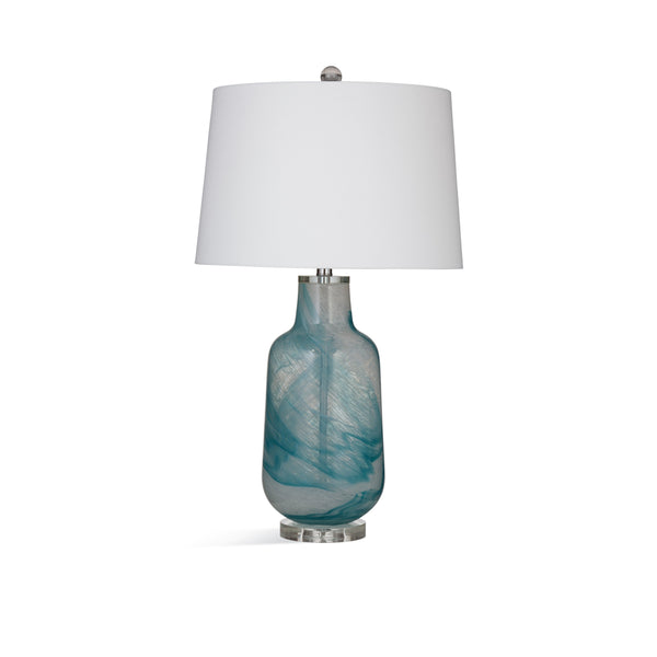 Caleeze Glass and Crystal Teal Table Lamp