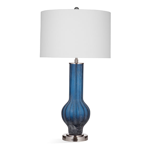 Sandee Glass and Metal Blue Table Lamp