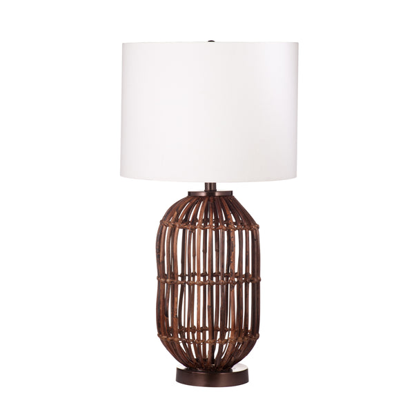 Sererr Metal and Wicker Natural Table Lamp