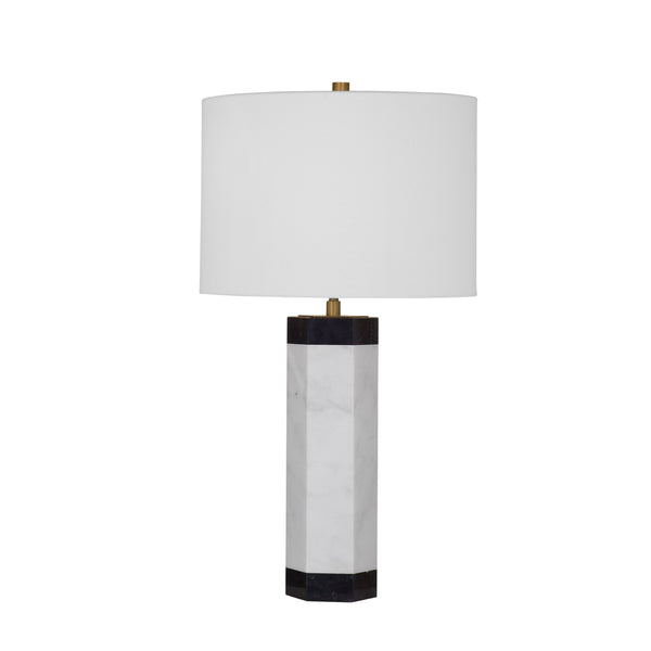 Charlie White Marble and Metal Table Lamp