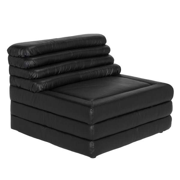 Bandera Top-Grain Leather Black Sofa 1A