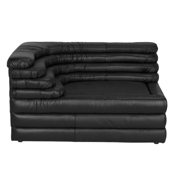 Bandera Top-Grain Leather Black Sectional Sofa