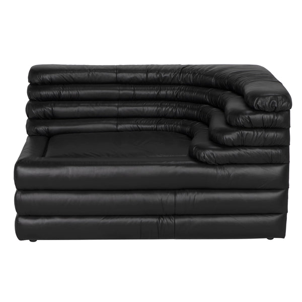 Bandera Top-Grain Leather Black Sectional Sofa