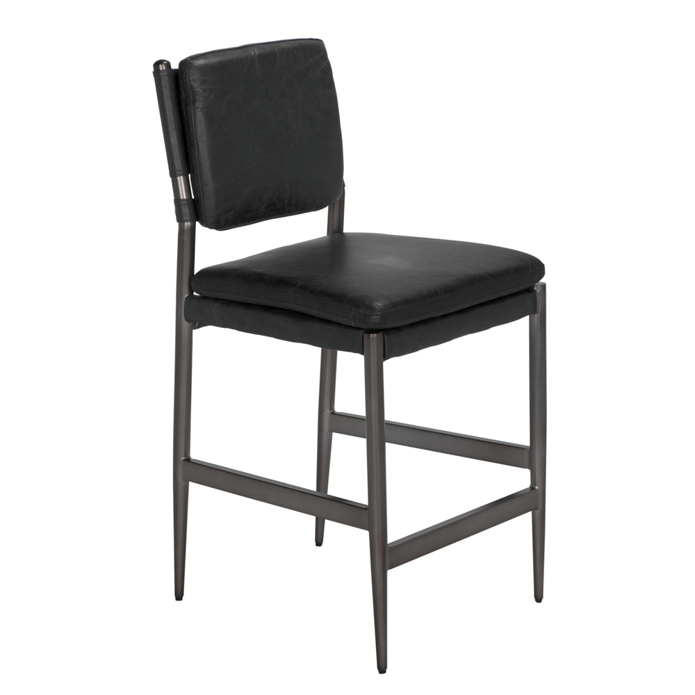 Astor Top - Grain Leather Counter Stool - LOOMLAN - Noir - Counter Stools