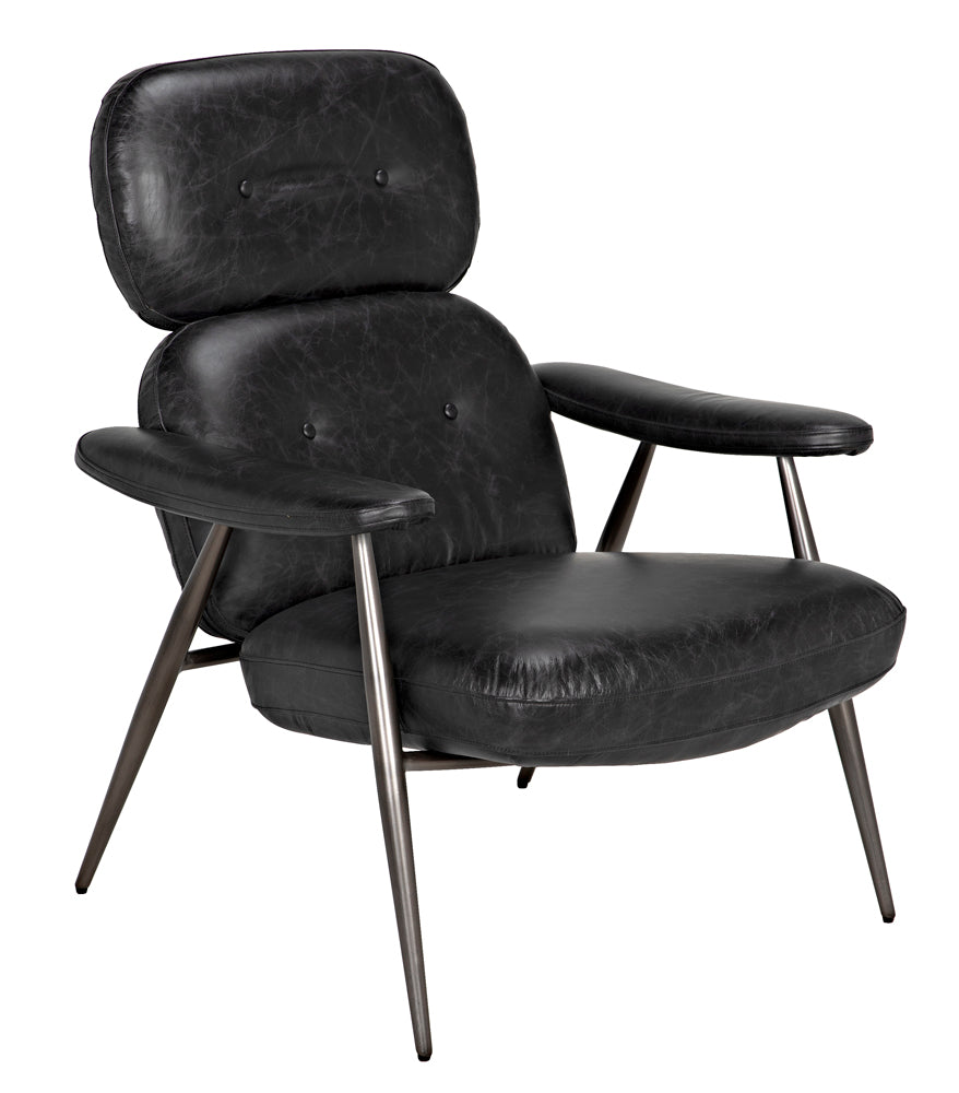 Randers Black Leather Arm Chair