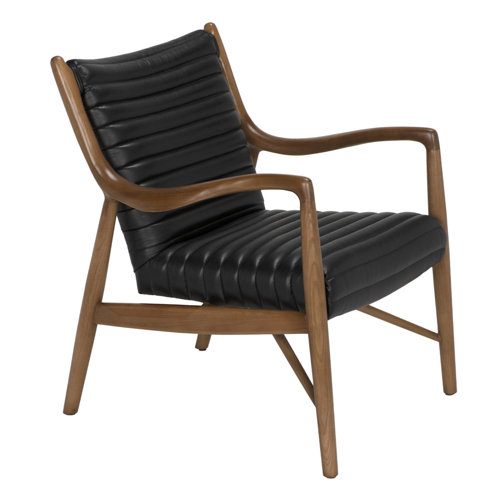 Elton Top-Grain Leather Black Chair