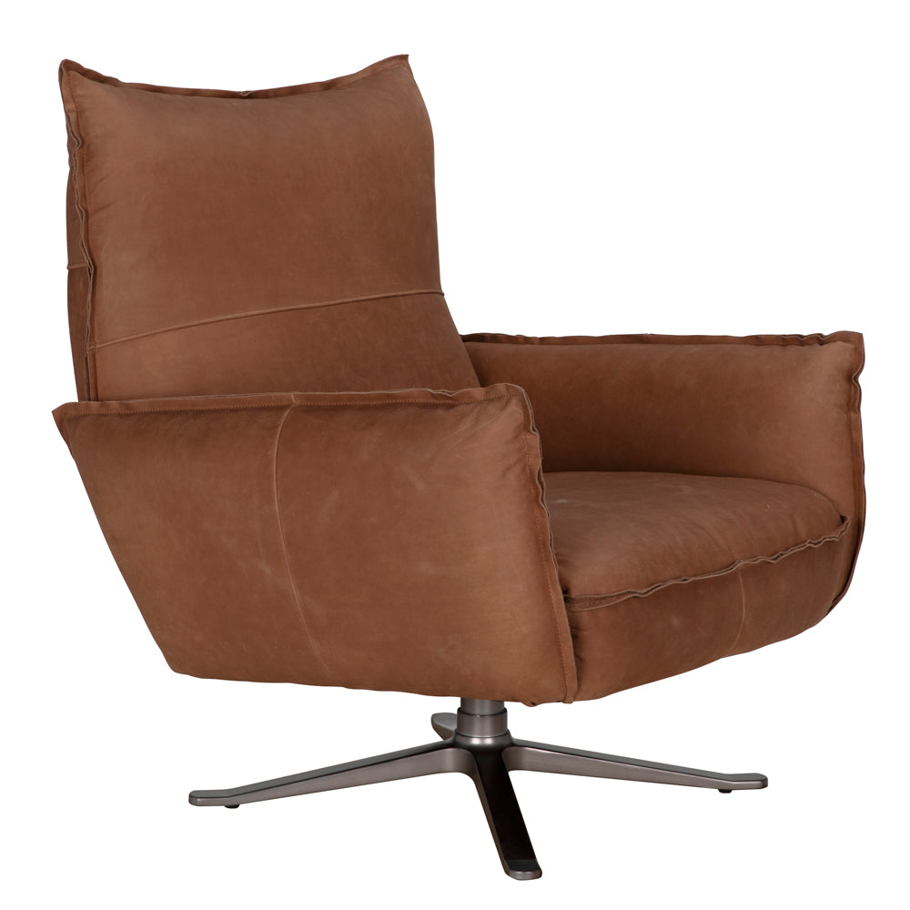 Lawrenceville Brown Leather Swivel Chair