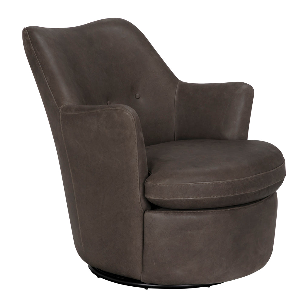 Hotchkiss Black Leather Swivel Arm Chair