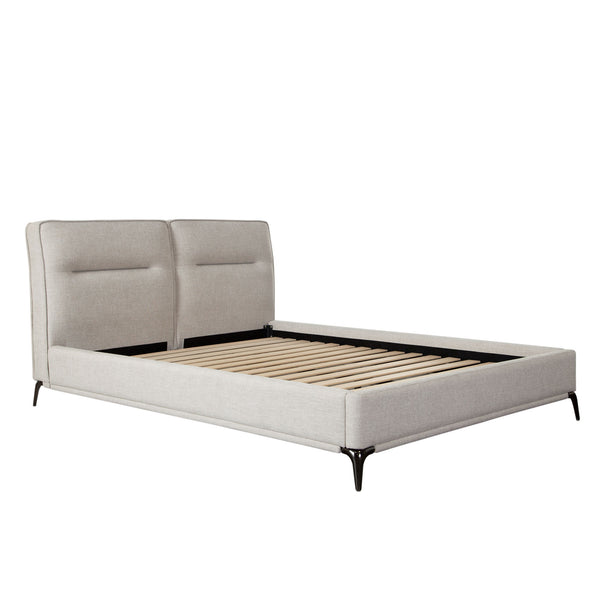 Leandro Clarkson Sand Fabric and Black Metal Low Profile Eastern King Bed