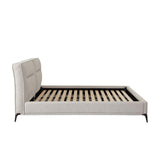 Leandro Clarkson Sand Fabric and Black Metal Low Profile Eastern King Bed