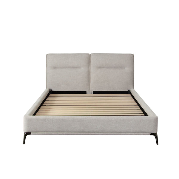Leandro Clarkson Sand Fabric and Black Metal Low Profile Queen Bed