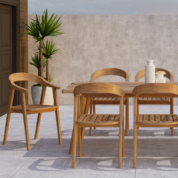 La Costa Teak Barrel Back Outdoor Dining Armchair-Outdoor Dining Chairs-HiTeak-LOOMLAN