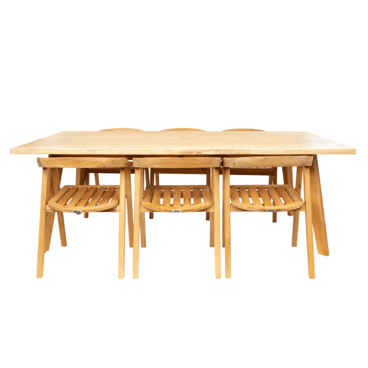 La Costa Teak Patio Rectangular Dining Set 7PC-Outdoor Dining Sets-HiTeak-LOOMLAN