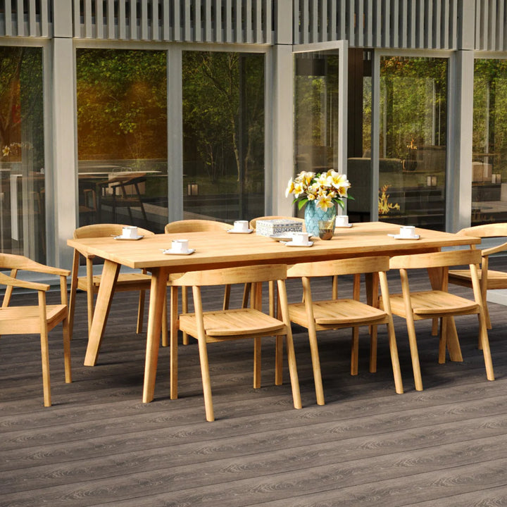 Teak Dining Table for Covered Patio 86.5 Inch | LOOMLAN