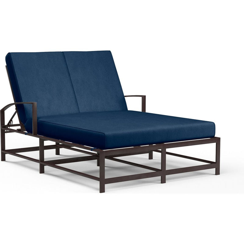 La Jolla Sunbrella Double Outdoor Chaise-Outdoor Chaises-Sunset West-Spectrum Indigo-LOOMLAN