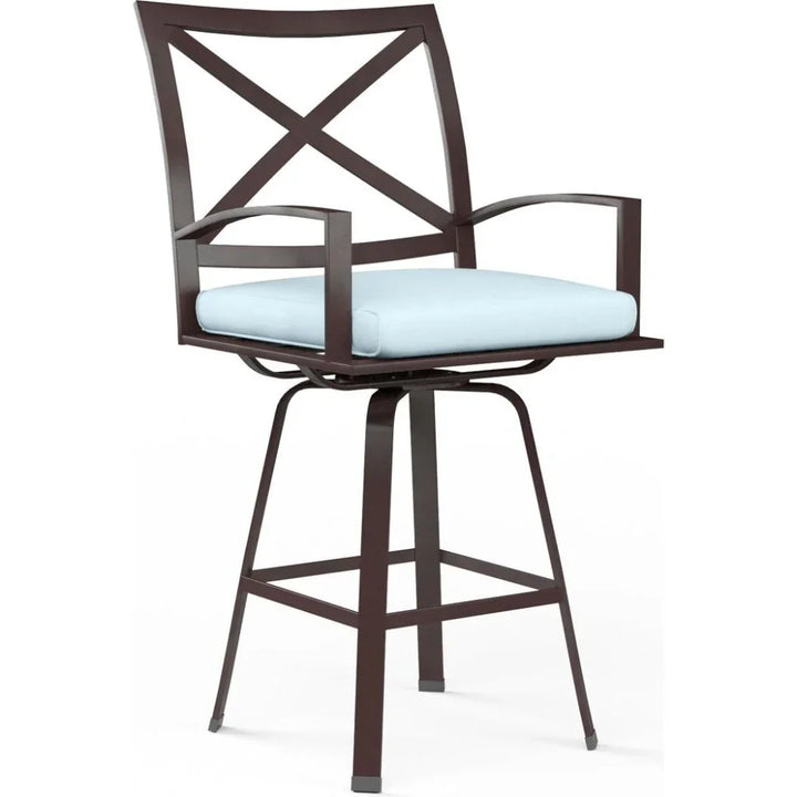 La Jolla Swivel Outdoor Counter Stool-Outdoor Counter Stools-Sunset West-Canvas Skyline-LOOMLAN