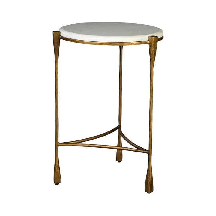 Lebller Table Round Marble Top Side Table with Gold Finish | LOOMLAN