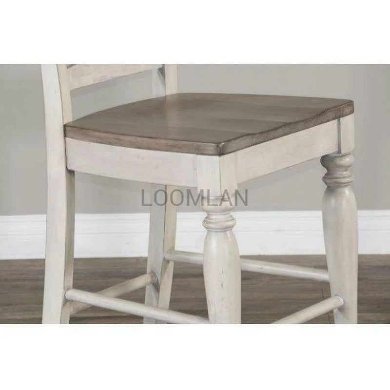 Ladderback Wood Seat Counter Height Barstool 24"H Counter Stools LOOMLAN By Sunny D