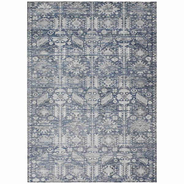 Laearis Blue Washable Indoor-Outdoor Rug