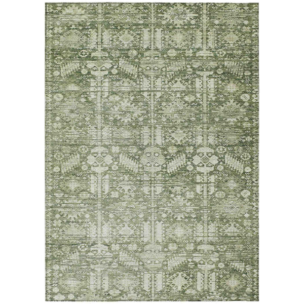 Laearis Green Washable Indoor-Outdoor Rug