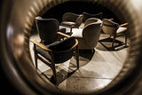 Laffont Wood Armless Chair with Wheat Fabric-Club Chairs-Noir-LOOMLAN