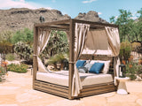 Laguna Canvas Flax Sunbrella Resort Outdoor King Daybed-Outdoor Daybeds-Sunset West-LOOMLAN