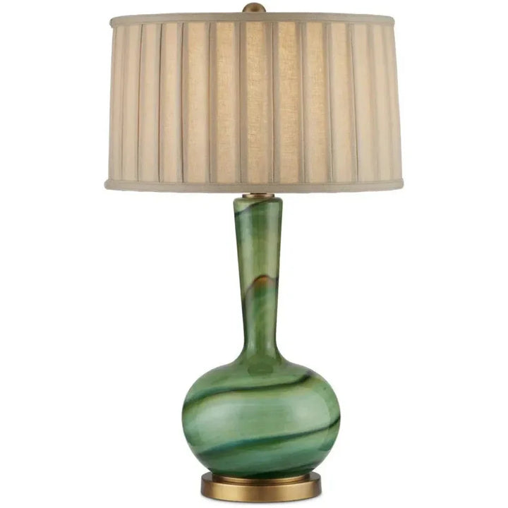 Lamartine Glass and Metal Green Table Lamp - LOOMLAN - Currey & Co - Table Lamps