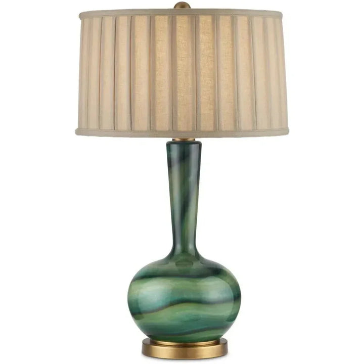 Lamartine Glass and Metal Green Table Lamp - LOOMLAN - Currey & Co - Table Lamps