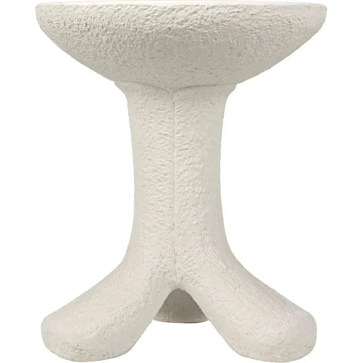 Laramy White Fiber Cement Round Side Table - LOOMLAN