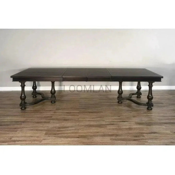 Large Black Extendable Dining Table Seats 10-Dining Tables-Sunny D-LOOMLAN