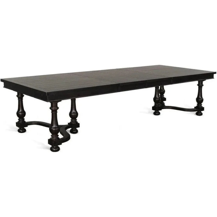Large Black Extendable Dining Table Seats 10-Dining Tables-Sunny D-LOOMLAN
