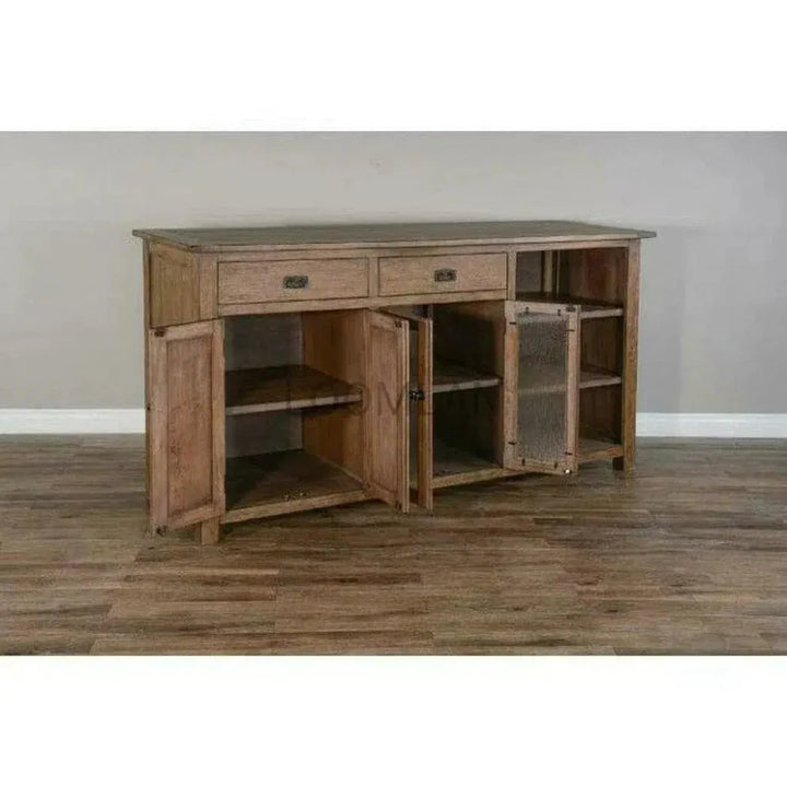 Large Buffet Hatch Wine Rack Glass Shelves - LOOMLAN - Sunny D - Buffets & Curios