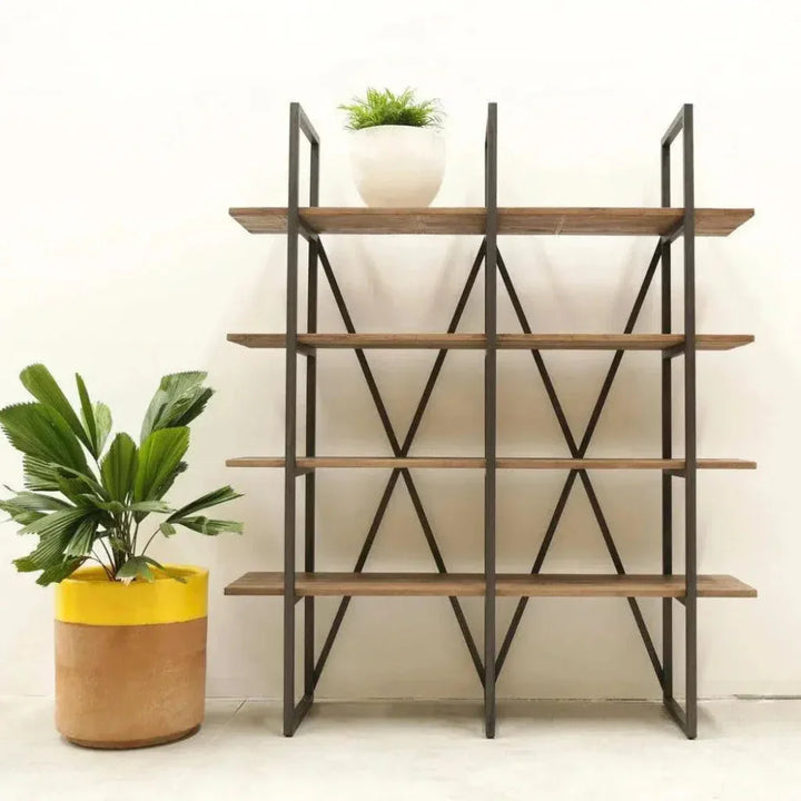 Large Cain Rack Etagere Wood Shelves Wood Tall & Wide - LOOMLAN - LH Imports - Etageres
