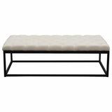 Large Linen Tufted Bedroom Bench in Desert Sand