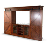 Large Wood Entertainment Wall Unit Barn Doors