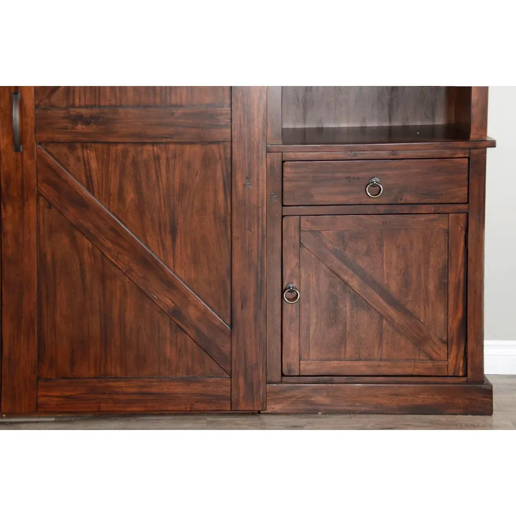 Large Wood Entertainment Wall Unit Barn Doors