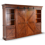 Large Wood Entertainment Wall Unit Barn Doors