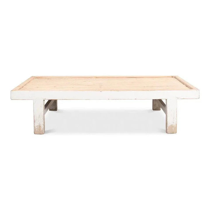 Large Wood Panel Coffee Table Antique White - LOOMLAN - Sarreid - Coffee Tables