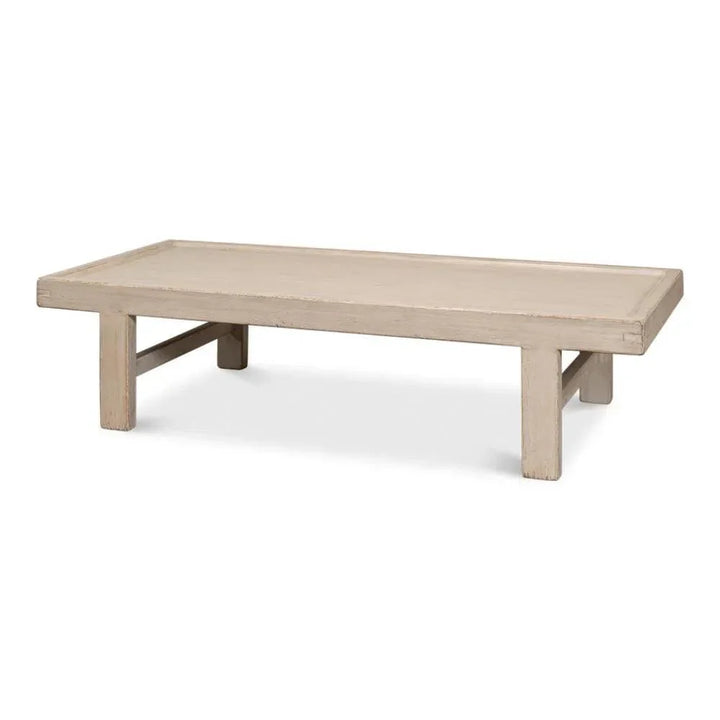 Large Wood Panel Coffee Table French Grey - LOOMLAN - Sarreid - Coffee Tables