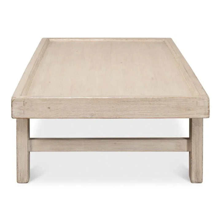 Large Wood Panel Coffee Table French Grey - LOOMLAN - Sarreid - Coffee Tables