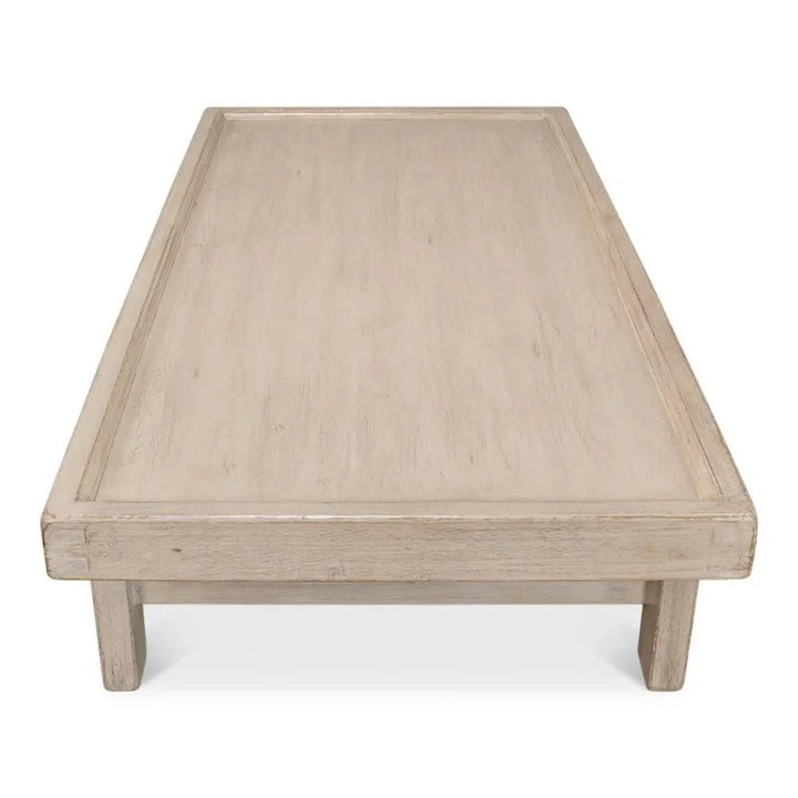 Large Wood Panel Coffee Table French Grey - LOOMLAN - Sarreid - Coffee Tables