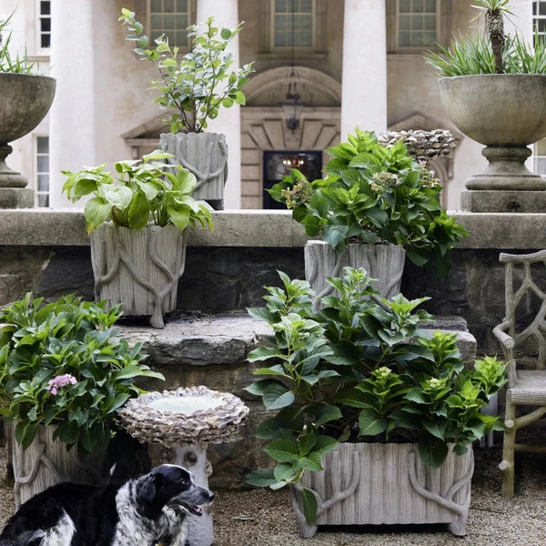 Faux Bois Round Outdoor Concrete Planter